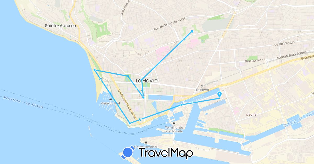 TravelMap itinerary: driving, boat in France (Europe)